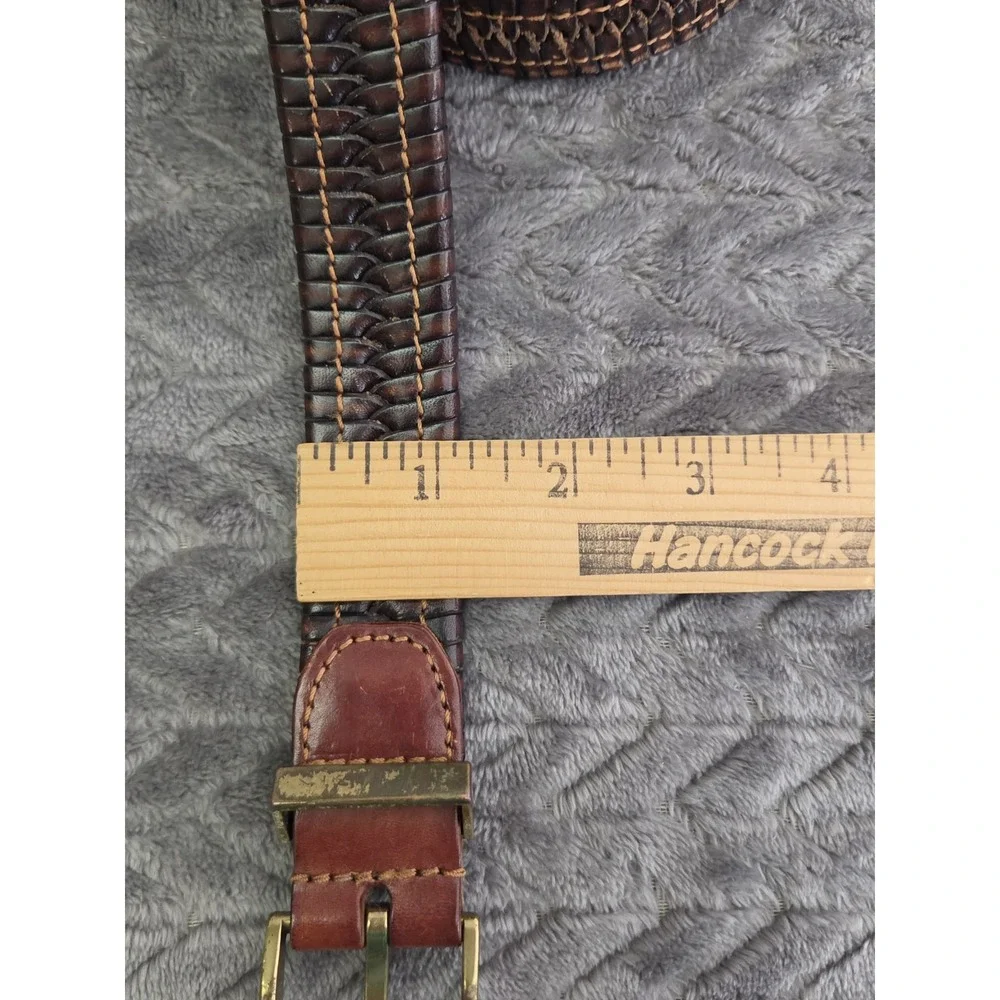 Unbranded Italian Full Grain Leather Dress Belt Brown Braided Men's Size 38